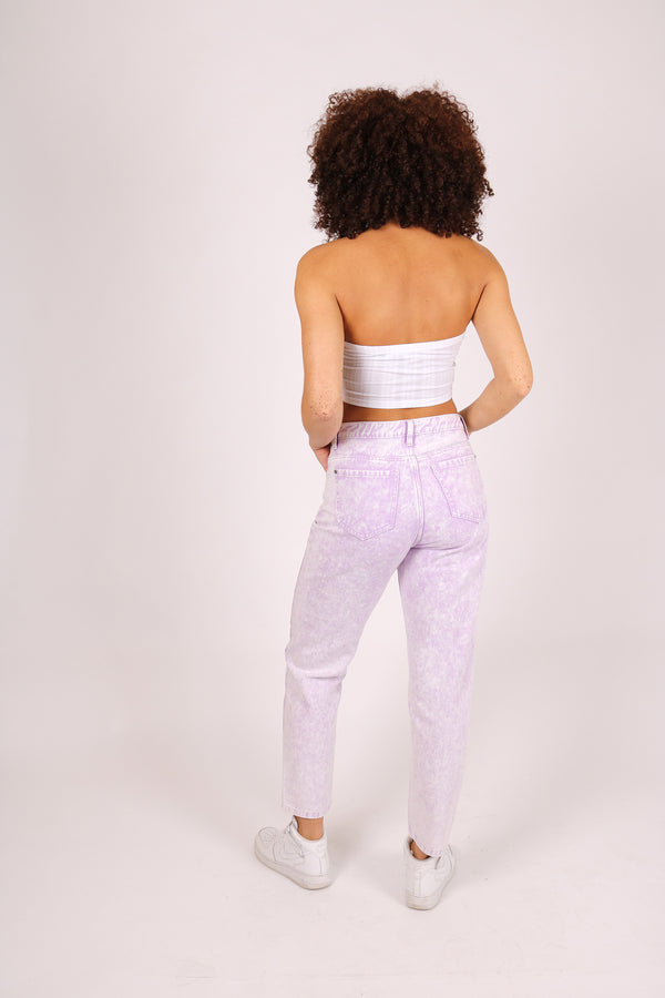 Liquor & Poker Outta Limits High Rise Mom Jean In Lilac Acid Wash