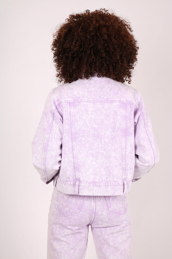 Liquor & Poker Outta Limits Oversized Utility Denim Jacket In Lilac Acid Wash