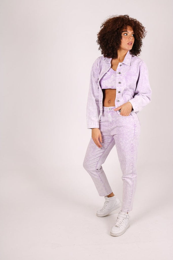 Liquor & Poker Outta Limits Oversized Utility Denim Jacket In Lilac Acid Wash