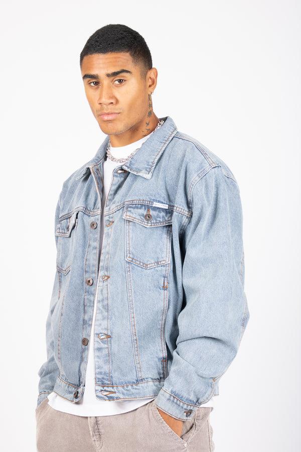 liquor & poker Oversized Boxy Denim Jacket In Vintage Stonewash