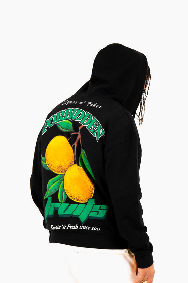 Liquor & Poker Oversized 'Forbidden Fruits' Back Printed Zip Up Hoodie