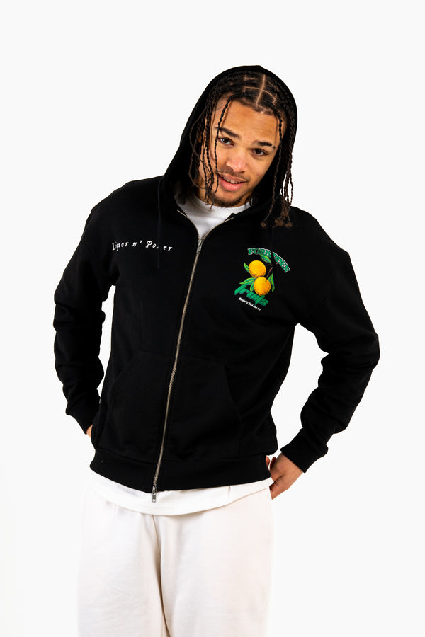liquor & poker Oversized 'Forbidden Fruits' Back Printed Zip Up Hoodie
