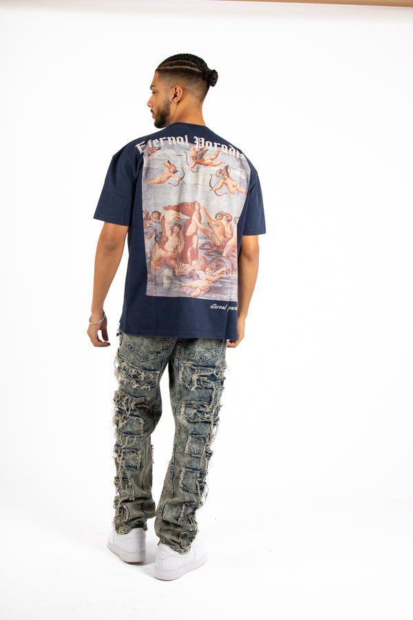 Liquor & Poker Oversized Navy T-Shirt "Eternal Paradise" Back Print