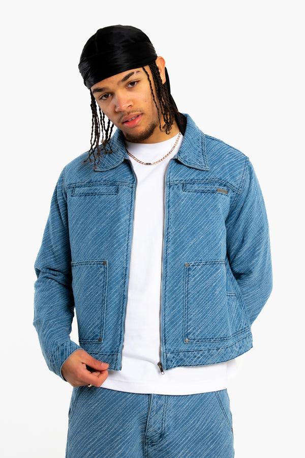 Liquor & Poker Oversized Pinstripe Jacquard Denim Jacket