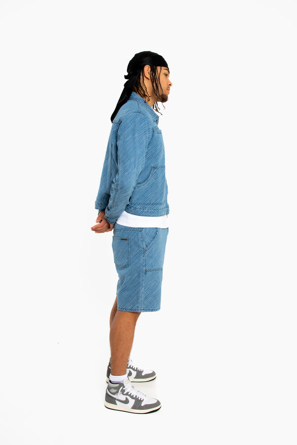 Liquor & Poker Oversized Pinstripe Jacquard Denim Jacket