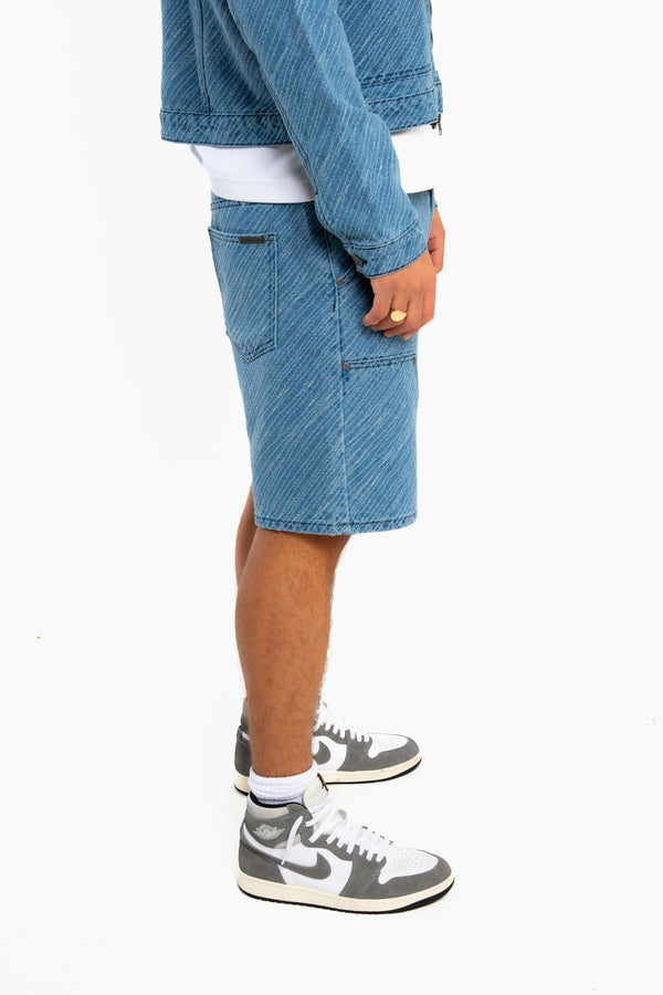 Liquor & Poker Oversized Pinstripe Jacquard Denim Shorts