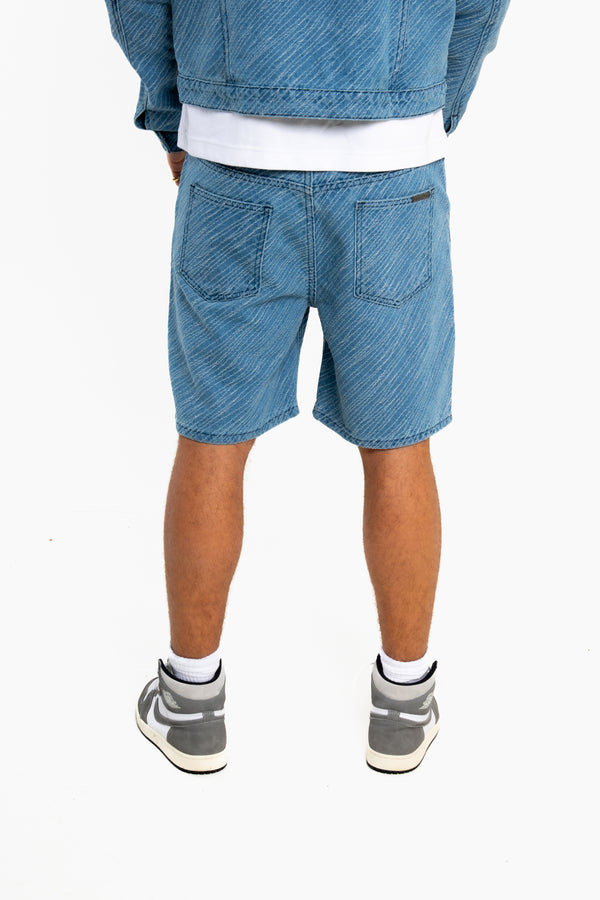 Liquor & Poker Oversized Pinstripe Jacquard Denim Shorts