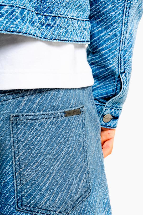 Liquor & Poker Oversized Pinstripe Jacquard Denim Shorts