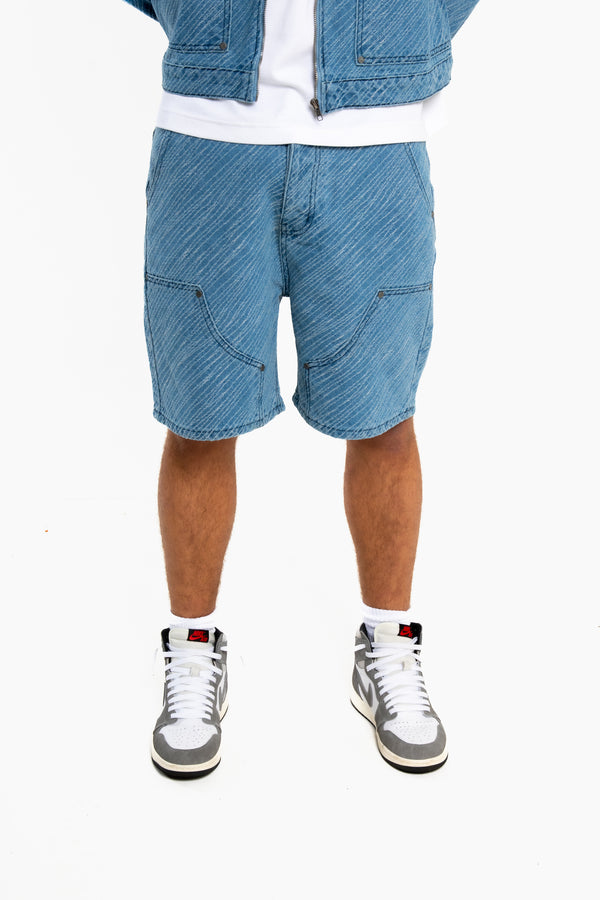 liquor & poker Oversized Pinstripe Jacquard Denim Shorts