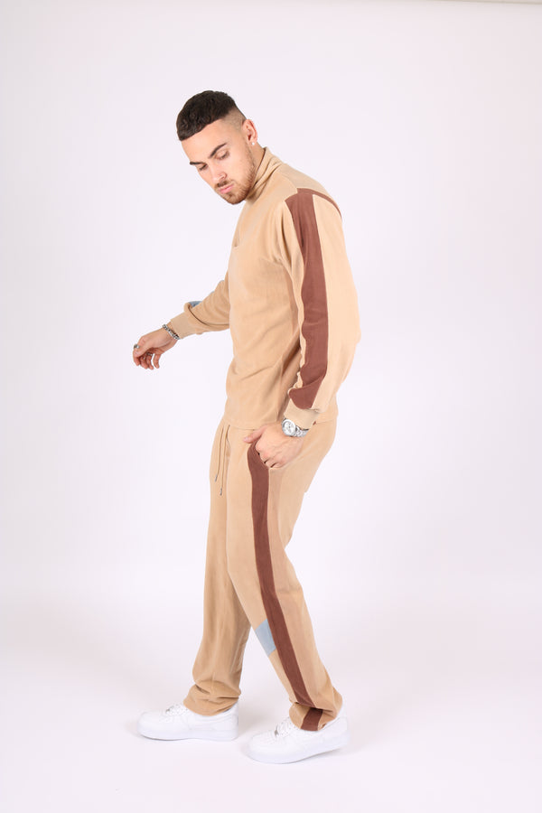 Liquor & Poker Polar Beige Straight Leg Jogger In Retro Sports Stripe