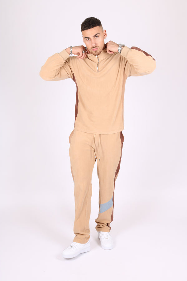 Liquor & Poker Polar Beige Straight Leg Jogger In Retro Sports Stripe