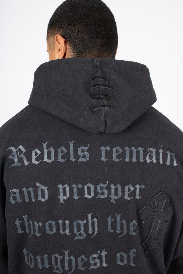 Liquor & Poker Premium Oversized Recycled Acid Black Rebel Hoodie