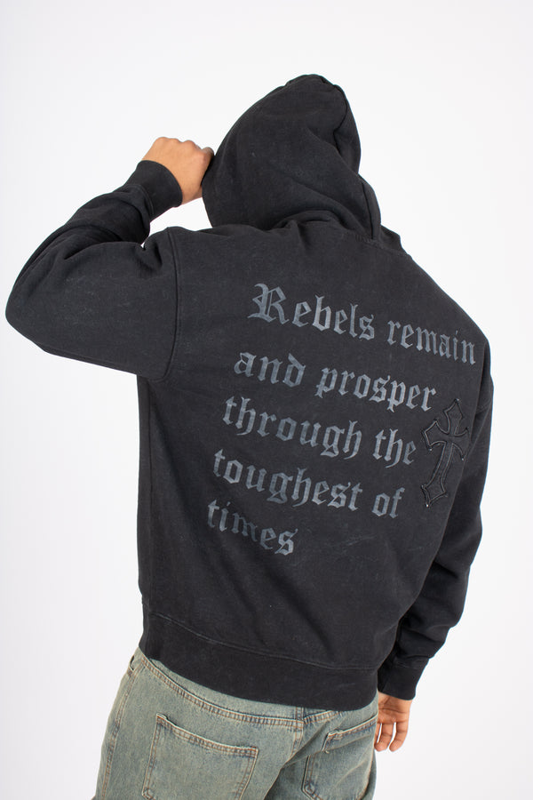 Liquor & Poker Premium Oversized Recycled Acid Black Rebel Hoodie