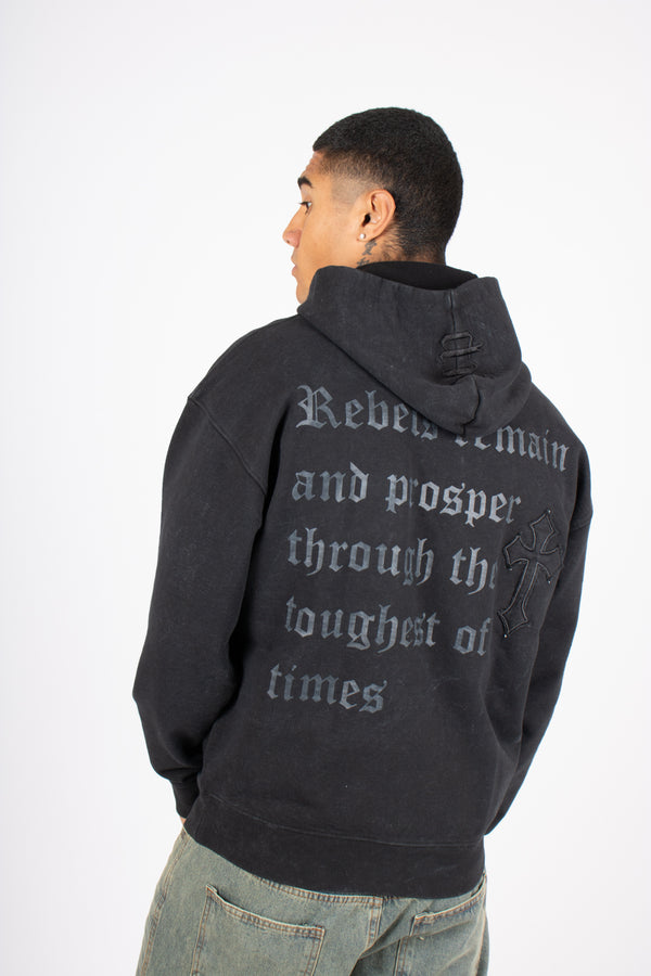 liquor & poker Premium Oversized Recycled Acid Black Rebel Hoodie