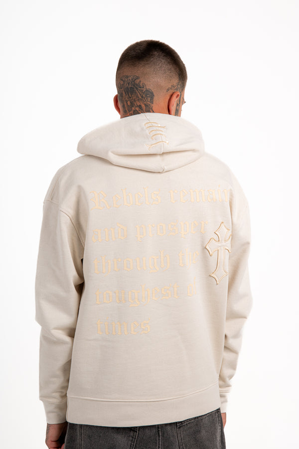 Liquor & Poker Premium Oversized Recycled Cream Rebel Hoodie