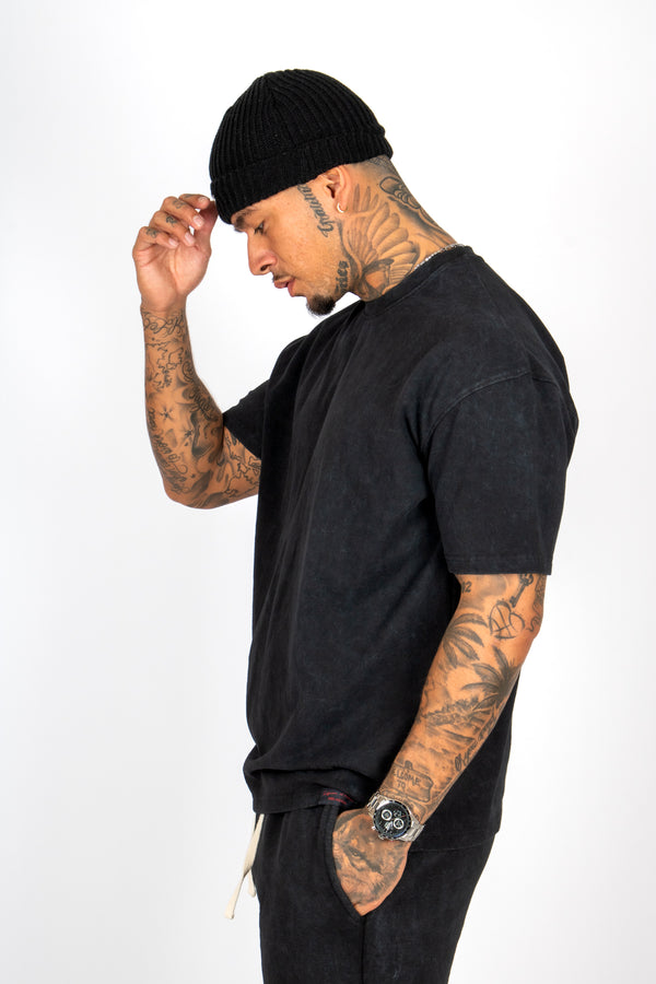 Liquor & Poker Premium Recycled Acid Black Boxy T-Shirt