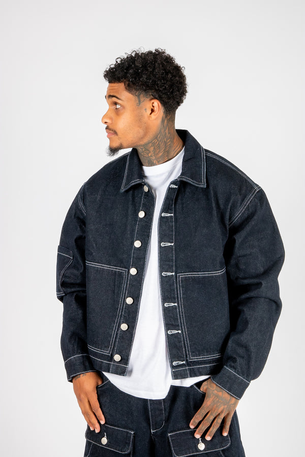 liquor & poker RAW Indigo Contrast Stitch Denim Jacket
