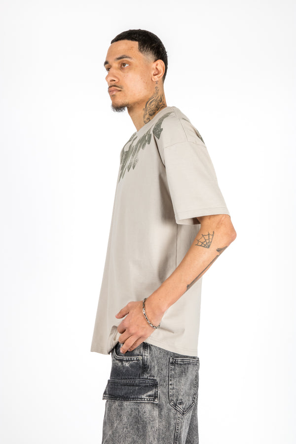 Liquor & Poker Relaxed Fit Eternal Printed Beige T-Shirt