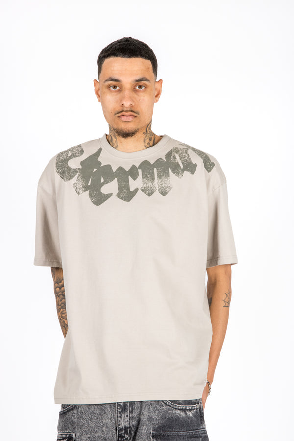 liquor & poker Relaxed Fit Eternal Printed Beige T-Shirt