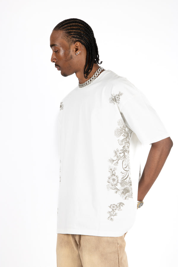 Liquor & Poker Relaxed Fit Royal Emblem Back Printed Off White T-Shirt