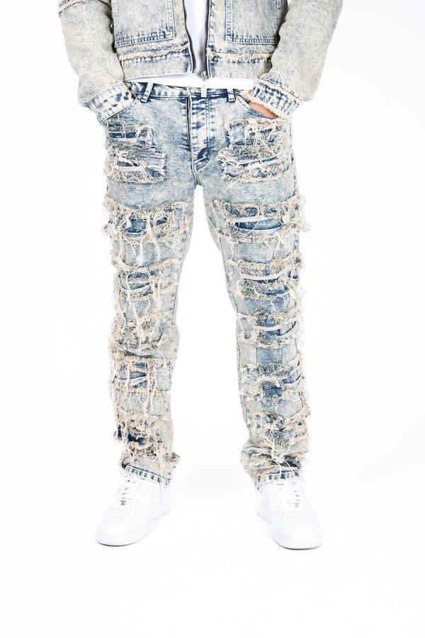 liquor & poker Relaxed Stacked Distressed Denim Jeans