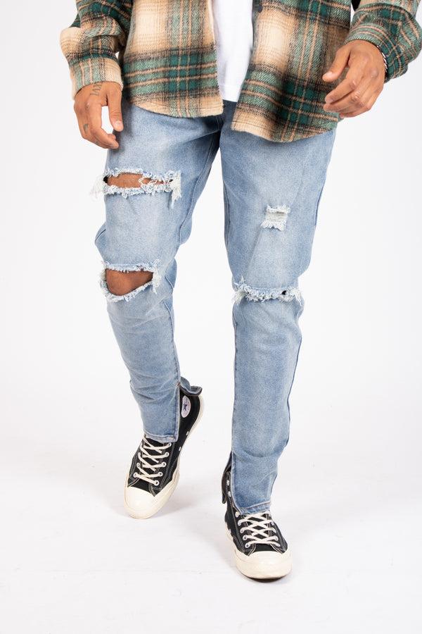 Liquor & Poker Slim Skinny Jeans With Distressing And Zips