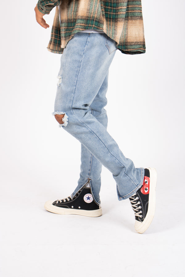 Liquor & Poker Slim Skinny Jeans With Distressing And Zips