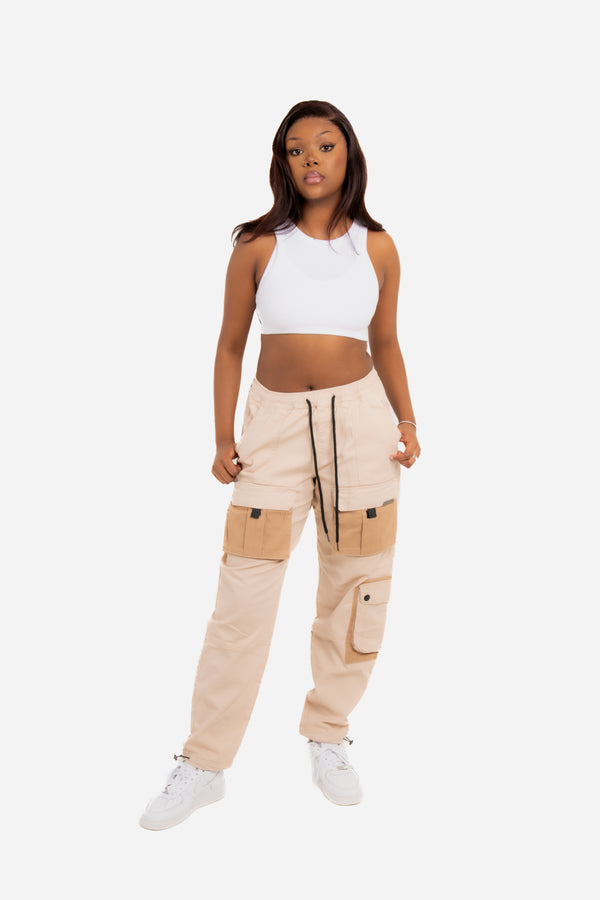 liquor & poker Stone & Beige Tech Utility Straight Leg Cargos