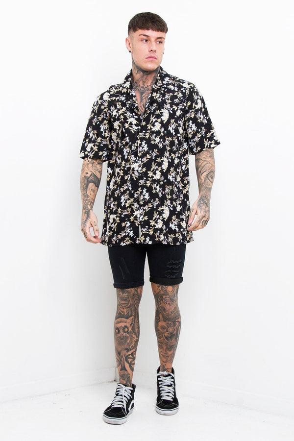 Liquor & Poker Super Skinny Black Wash Distressed Denim Shorts