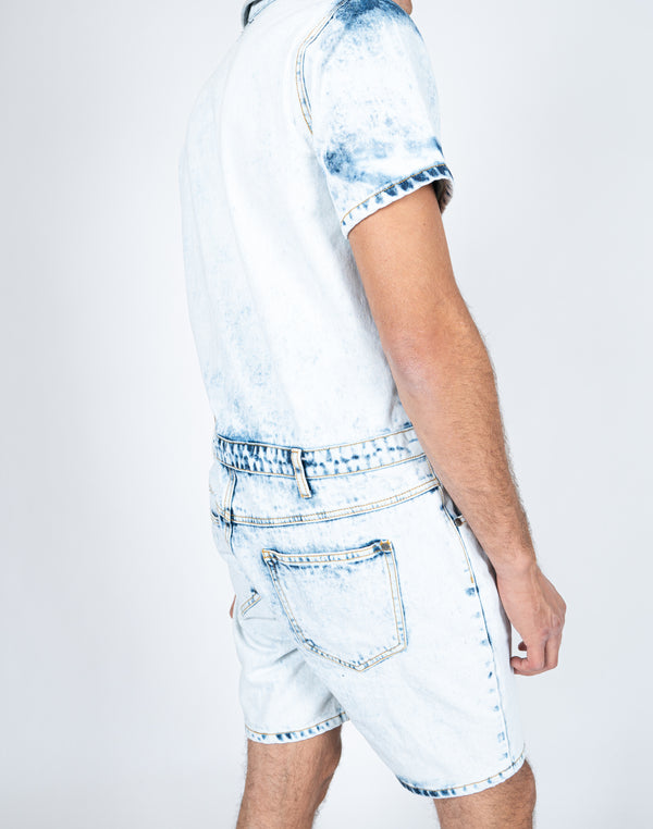 Liquor & Poker Tennessee Denim Overall Shorts In Cloud Wash