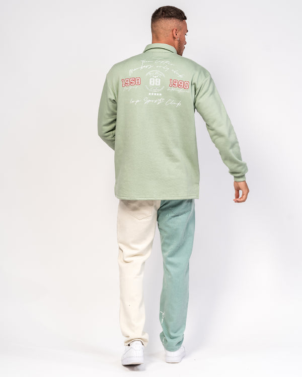 Liquor & Poker Varsity Rubgy Shirt With Club Embroidery In Sage