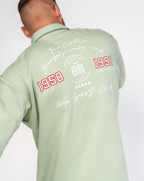Liquor & Poker Varsity Rubgy Shirt With Club Embroidery In Sage