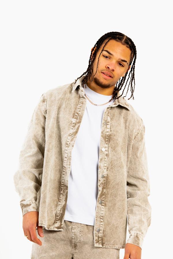 liquor & poker Washed Acid Beige Corduroy Relaxed Shirt