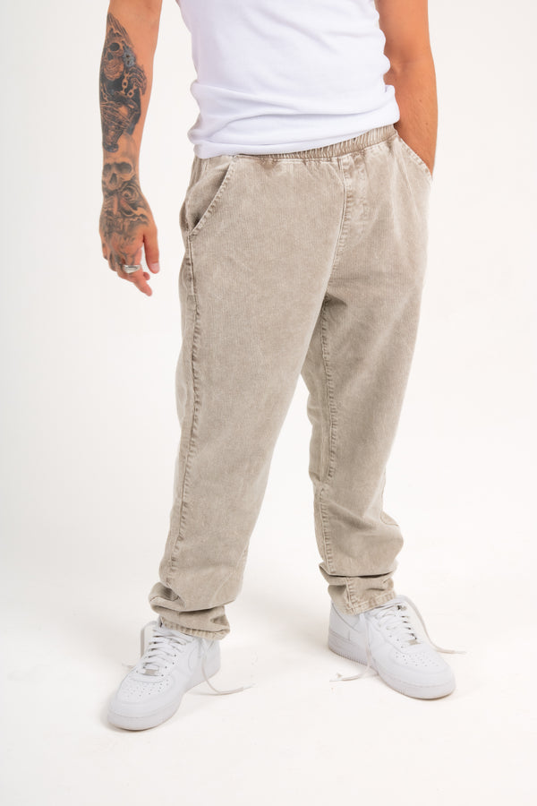 liquor & poker Washed Acid Beige Corduroy Straight-Leg Trouser