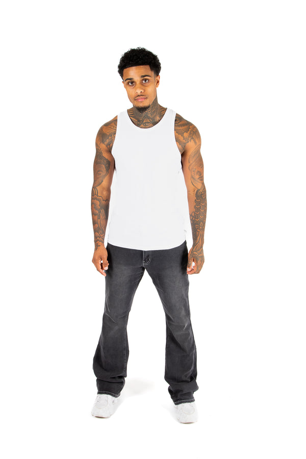 Liquor & Poker Washed Black Contrast Stitch Stacked Flare