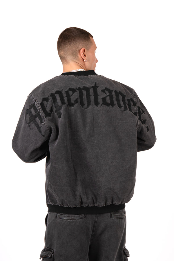 Liquor & Poker Washed Black 'Repentance' Motif Bomber Jacket