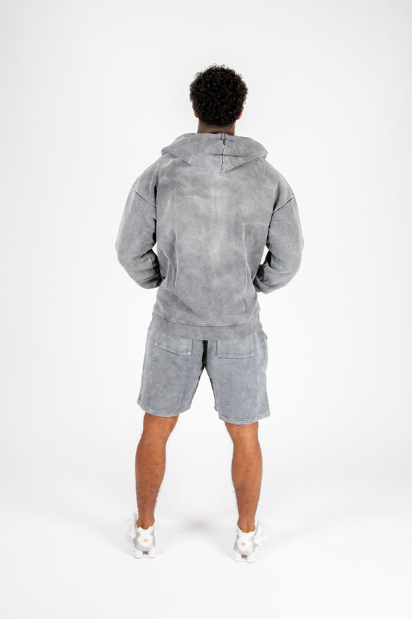 Liquor & Poker Washed Grey Appliqué & Stud Detail Shorts