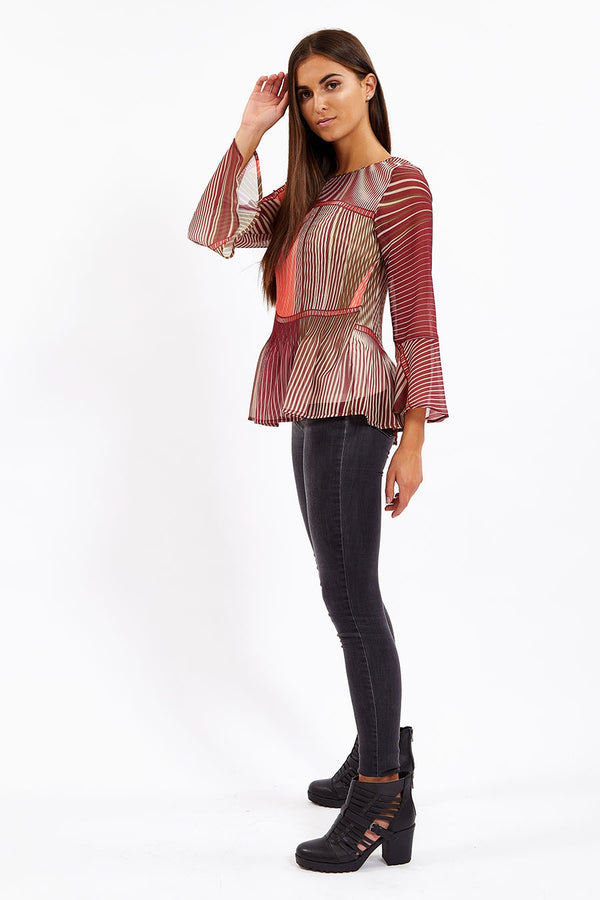 Liquorish Divine Grace Multicolour Print Pleated Blouse