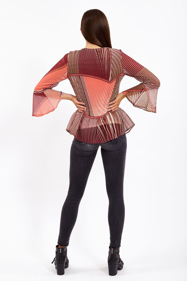 Liquorish Divine Grace Multicolour Print Pleated Blouse