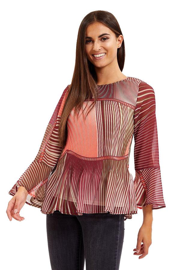 Liquorish Divine Grace Multicolour Print Pleated Blouse