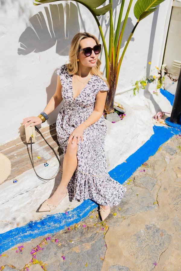 Liquorish Animal Print Maxi Dress With Front Slit