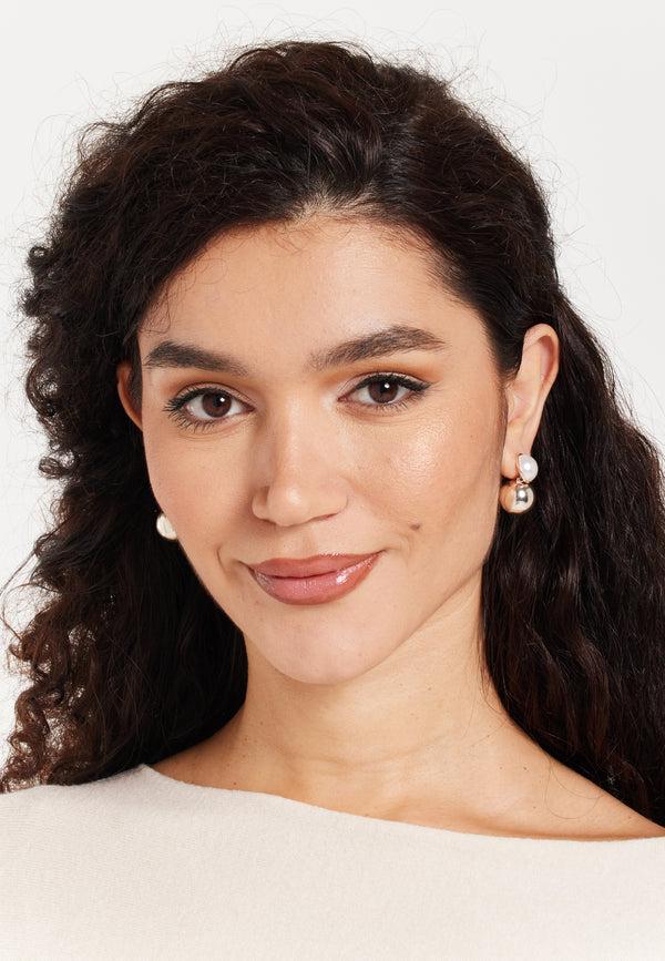 Liquorish Ball Stud Earrings Gold With Pearls