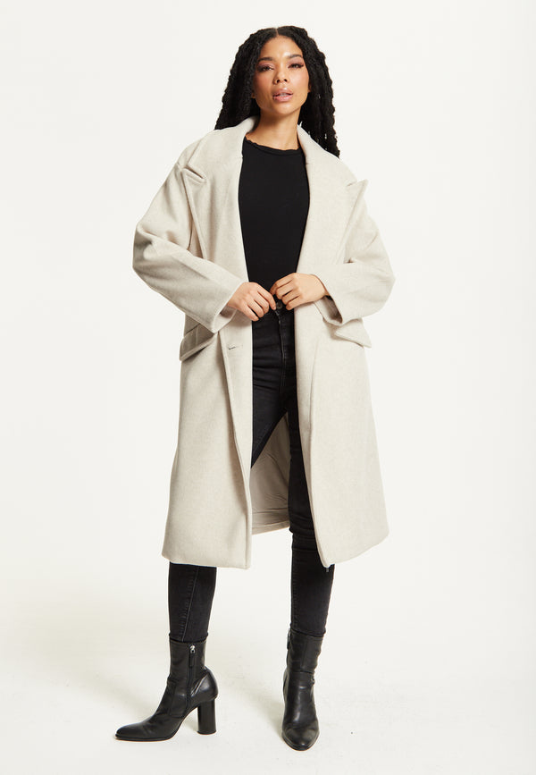 Liquorish Beige Double Breasted Coat