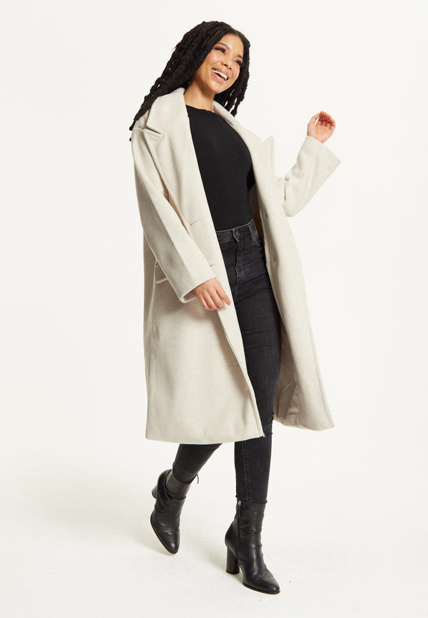 Liquorish Beige Double Breasted Coat