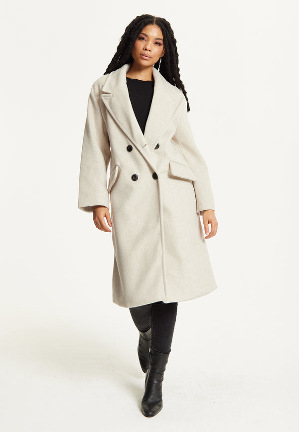 Liquorish Beige Double Breasted Coat