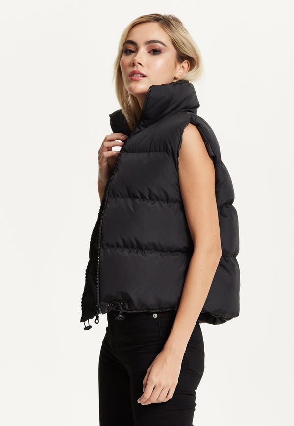 Liquorish Black Puffer Gilet Vest
