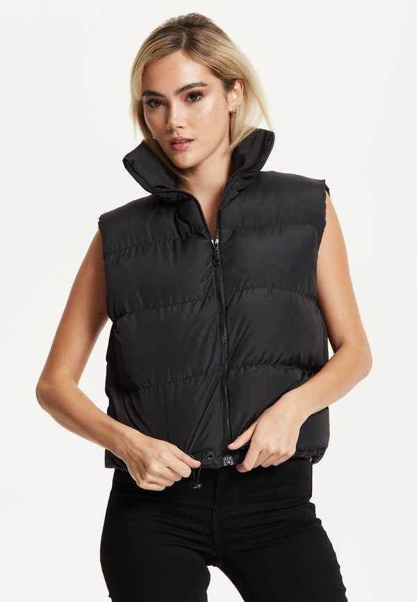 Liquorish Black Puffer Gilet Vest