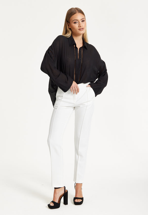 Liquorish Black Sheer Relaxed Fit Shirt