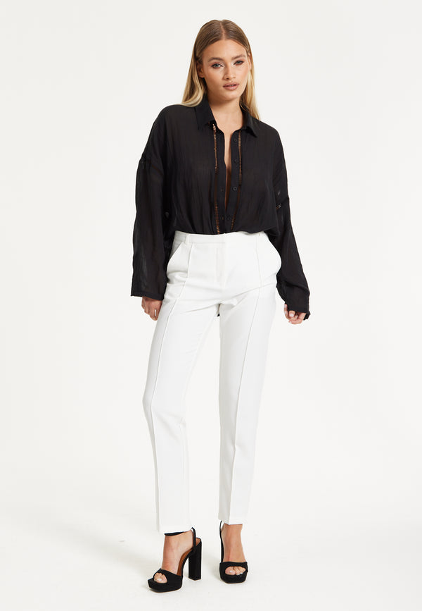 Liquorish Black Sheer Relaxed Fit Shirt