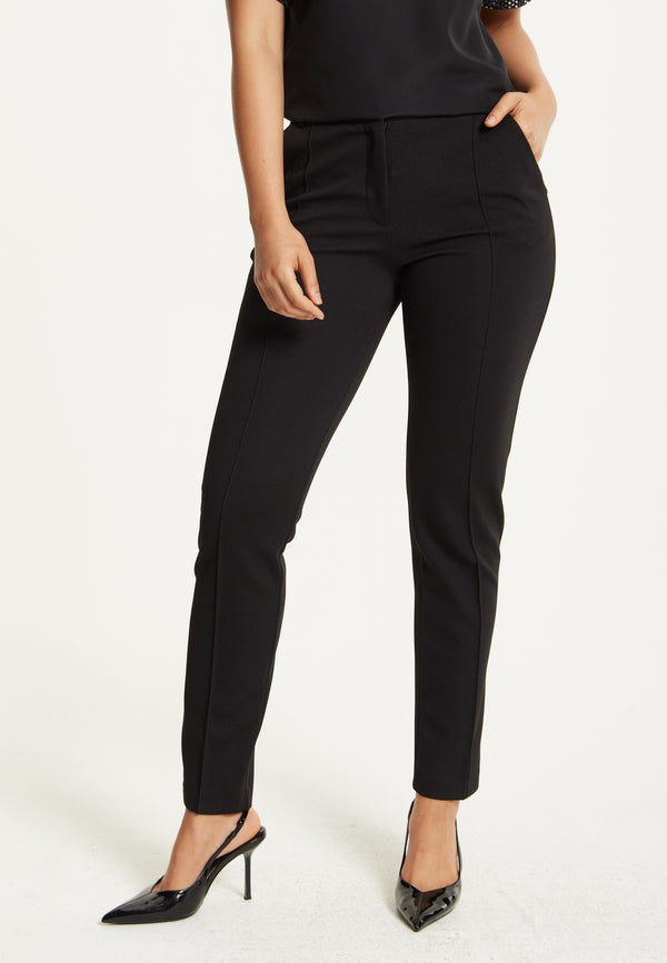 Liquorish Black Slim Fit Tailored Trousers